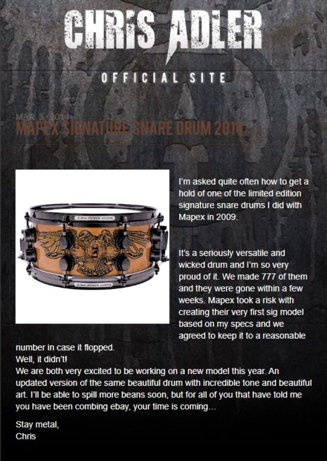 BPWM2550BCANO Chris Adler Signature. Photo - Mapex / Mapex Japan